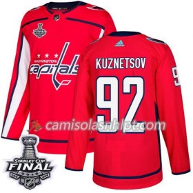 Camisola Washington Capitals Evgeny Kuznetsov 92 2018 Stanley Cup Final Patch Adidas Vermelho Authentic - Homem